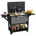 Amopatio grey 104 quart rolling outdoor cooler cart with double-door design