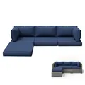 Amopatio navy L-shaped outdoor sectional cushions, 25.6 by 25.6 by 4 inches, 9 piece set