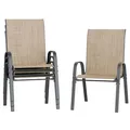 Amopatio brown stackable outdoor dining chairs, set of 4, sling-style textilene seat
