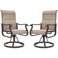 Amopatio padded brown textilene swivel rocker patio chairs, set of 2