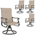 Amopatio brown textilene swivel rocker dining patio chairs, set of 4