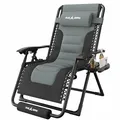 Amopatio gray-black zero gravity reclining patio lounge chair, folded flat